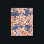 Toile Botaniques d'automne en Terre Neutres et Marine<br><div class="desc">Un design botanique audacieux de rosettes florales dans une riche palette de couleurs automnales de bleus et de beige.</div>