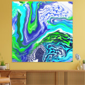 Toile Boucles de marbre bleu et vert citron (Insitu(Salon))