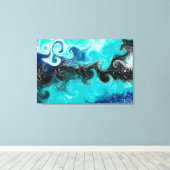 Toile Boucles de marbre turquoise, bleu et noir (Insitu (Plancher de Bois))