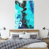 Toile Boucles de marbre turquoise, bleu et noir (Insitu(Chambre))