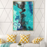 Toile Boucles de marbre turquoise, bleu et noir<br><div class="desc">Art numérique en marbre turquoise,  bleu et noir Fluid Art. Cela est fait pour ressembler à verser la peinture dans le style numérique.</div>