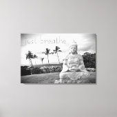 Toile Bouddha d'Hawaii noir blanc photo Breathe Citation (Recto)