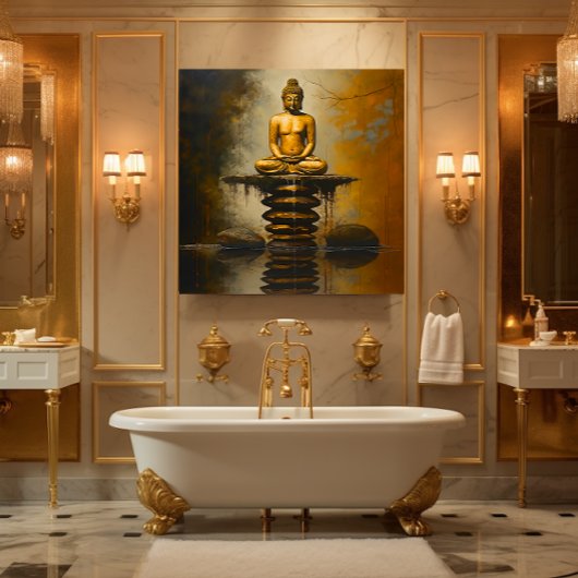 Toile Bouddha sur pierres empilées