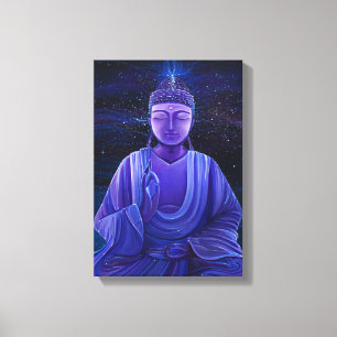 Toile Bouddha violet Universe Galaxy peinture murale
