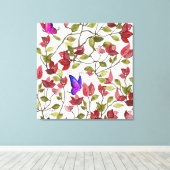 Toile Bougainvilliers aquarelle aux papillons (Insitu (Plancher de Bois))