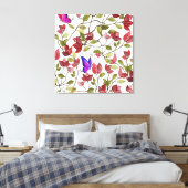 Toile Bougainvilliers aquarelle aux papillons (Insitu(Chambre))