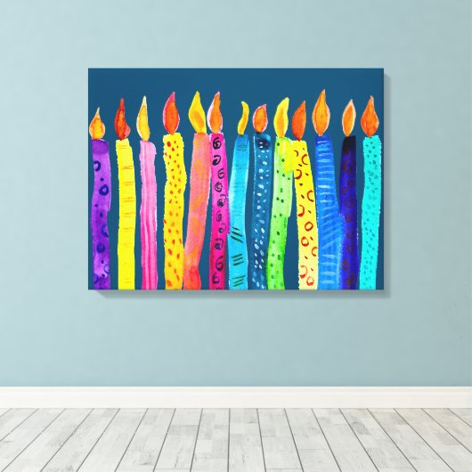 Toile Bougies d'anniversaire aquarelle colorées (Insitu (Plancher de Bois))