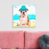 Toile Bouledogue anglais sur la plage (Insitu(Salon))