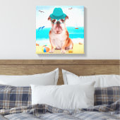 Toile Bouledogue anglais sur la plage (Insitu(Chambre))