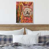Toile Bouledogue dans un costume de chat, collage abstra (Insitu(Chambre))