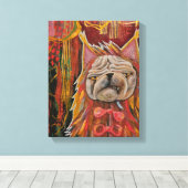 Toile Bouledogue dans un costume de chat, collage abstra (Insitu (Plancher de Bois))