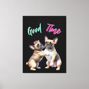 Toile Bouledogue français amoureux Saint-Valentin