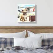 Toile Bouledogue français avec avion (Insitu(Chambre))