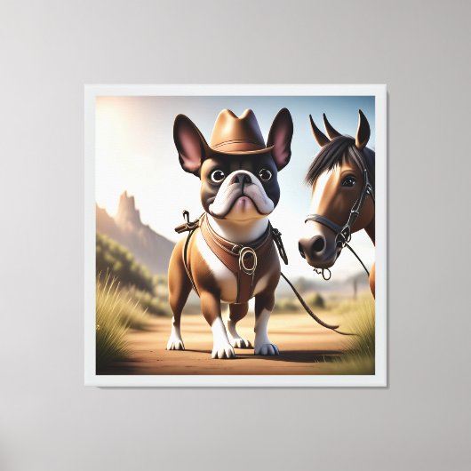 Toile Bouledogue français chapeau de cowboy Bouledogue f (Recto)