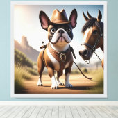 Toile Bouledogue français chapeau de cowboy Bouledogue f (Insitu (Plancher de Bois))