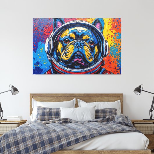 TOILE BOULEDOGUE FRANÇAIS DANS L'ESPACE 4 (Insitu(Chambre))