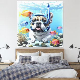 Toile Bouledogue français en vacances French Bulldog