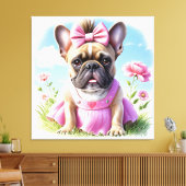 Toile Bouledogue français Fleurs Bouledogue français (Insitu(Salon))
