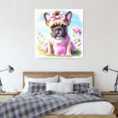 Toile Bouledogue français Fleurs Bouledogue français (Insitu(Chambre))