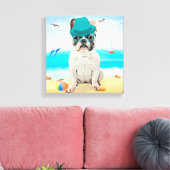 Toile Bouledogue français sur la plage (Insitu(Salon))