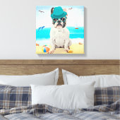 Toile Bouledogue français sur la plage (Insitu(Chambre))