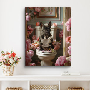 Toile Bouledogue français sur les toilettes   Art de Fre