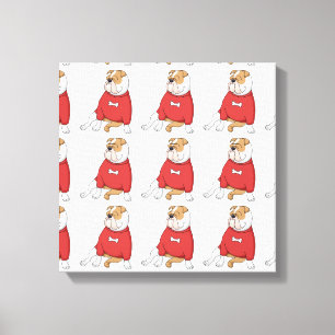 Toile bouledogue se détendant en pull dessin animé