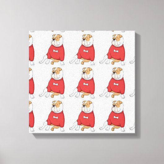 Toile bouledogue se détendant en pull dessin animé (Recto)