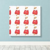 Toile bouledogue se détendant en pull dessin animé (Insitu (Plancher de Bois))