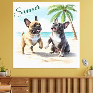 Toile Bouledogues français Plage Bouledogue Français