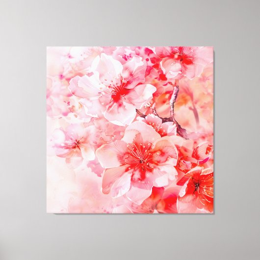 Toile Boules de fleurs de cerisier d'aquarelle (Recto)