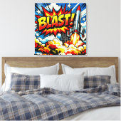 Toile BOUM ! Explosion de fusée d'art pop rétro (Insitu(Chambre))