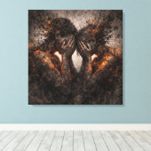 Toile Bound by Fire: A Couple's Shared Struggle (Insitu (Plancher de Bois))