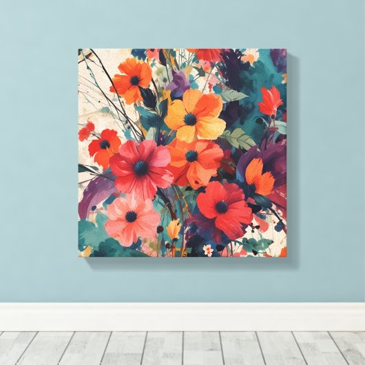 Toile Bouquet Abstrait Gras (Insitu (Plancher de Bois))