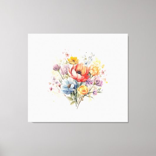 Toile Bouquet coloré d'aquarelle Abstraite (Recto)
