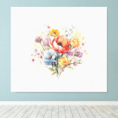 Toile Bouquet coloré d'aquarelle Abstraite (Insitu (Plancher de Bois))