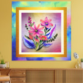 Toile Bouquet d'aquarelle, Arrière - plan coloré (Insitu(Salon))