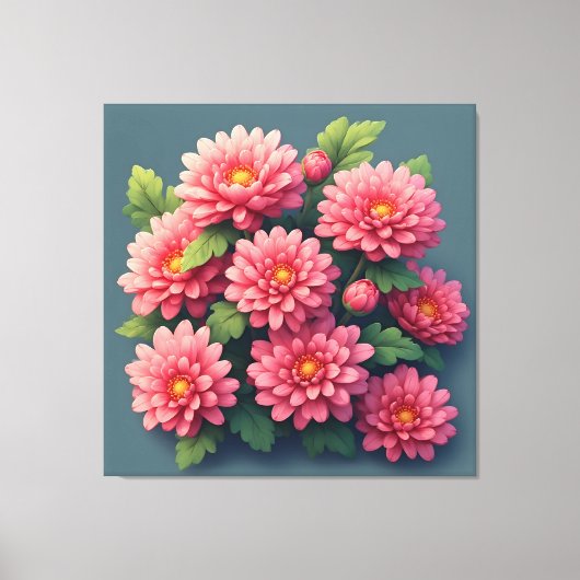 Toile Bouquet de chrysanthèmes rose vif (Recto)