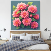 Toile Bouquet de chrysanthèmes rose vif (Insitu(Chambre))