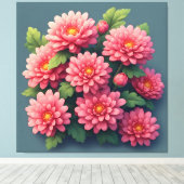 Toile Bouquet de chrysanthèmes rose vif (Insitu (Plancher de Bois))