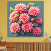 Toile Bouquet de chrysanthèmes rose vif (Insitu(Salon))