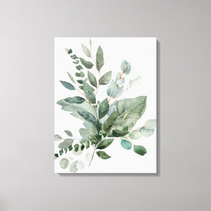 Toile Bouquet de feuilles d'eucalyptus au vert sauge tro