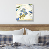 Toile Bouquet de fleurs bleues, d'oiseaux et de papillon (Insitu(Chambre))