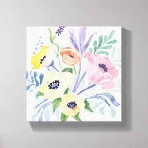 Toile Bouquet de fleurs printanières Aquarelle florale