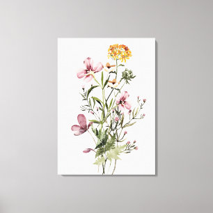 Toile Bouquet de fleurs sauvages à l'aquarelle #1