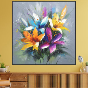 Toile Bouquet de lys Colorburst Art abstrait
