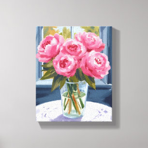 Toile Bouquet de pivoine rougissante   Peinture de fleur
