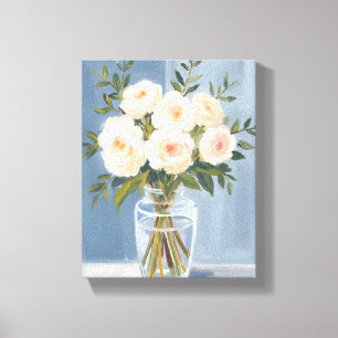 Toile Bouquet de roses blanches floral élégant aquarelle