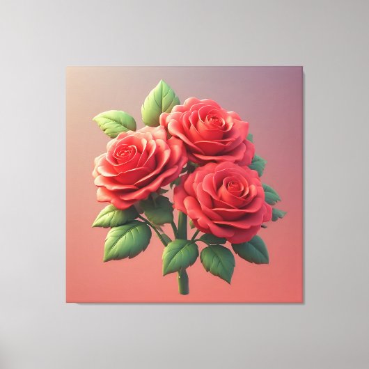 Toile Bouquet de roses rouges vibrant (Recto)