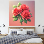 Toile Bouquet de roses rouges vibrant (Insitu(Chambre))